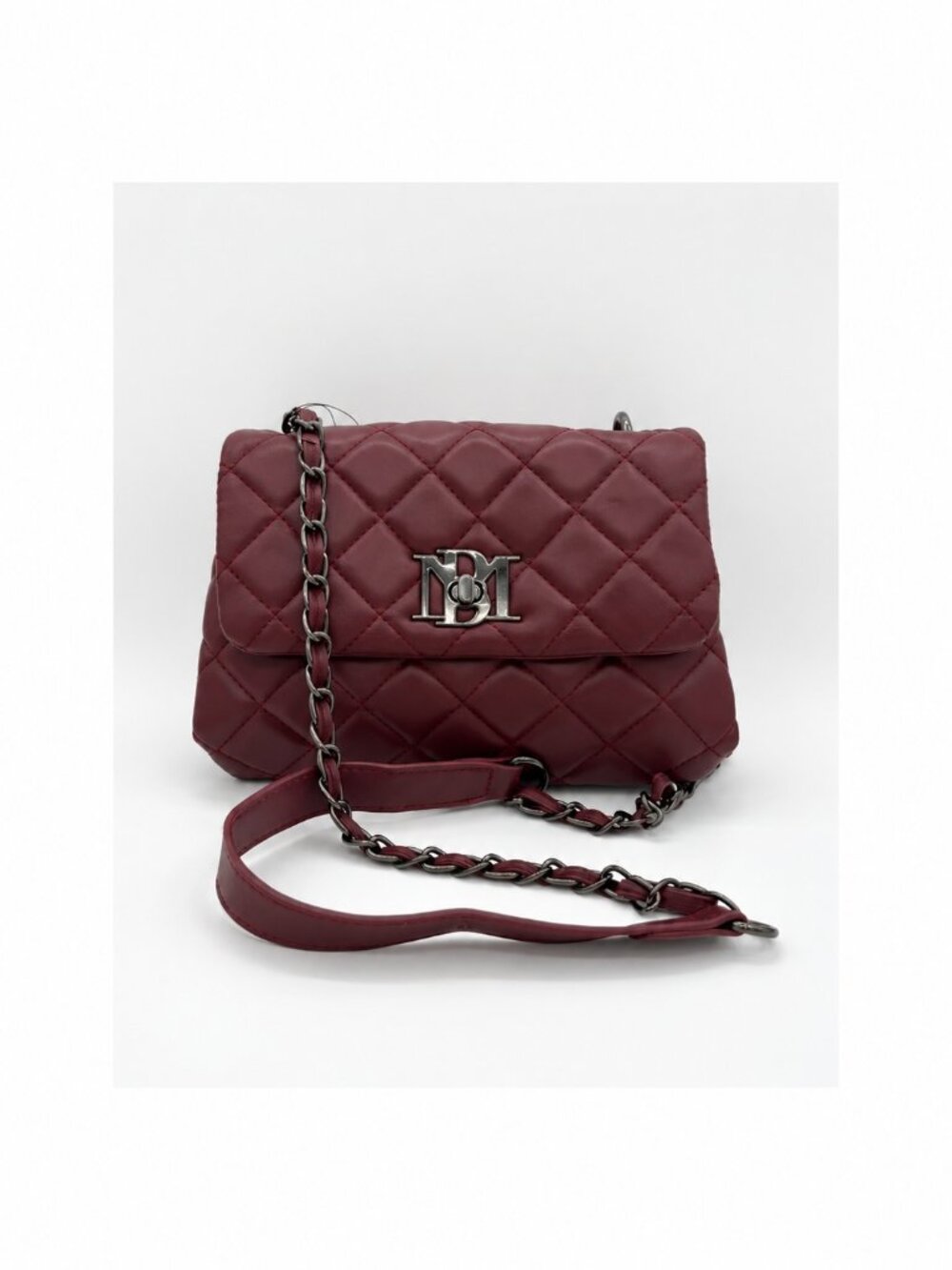 Badgley Mischka Wine Quilted Messenger Crossbody Bag BMH-520